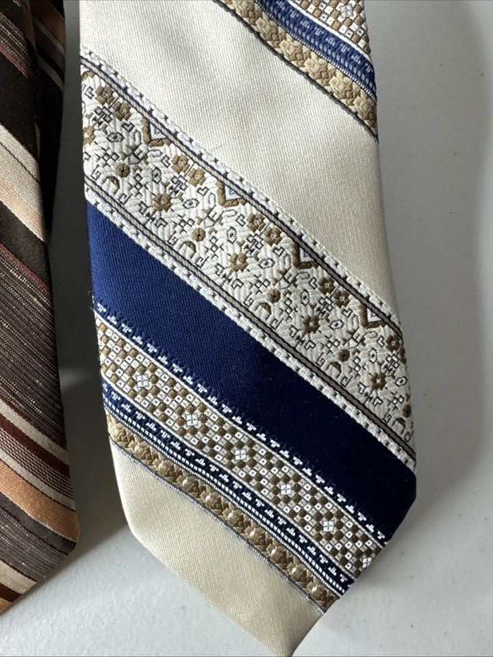 LOTE de 3 corbatas para hombre Don Loper vintage a rayas geométricas remolinos rayas occidentales Foto 4 de 4