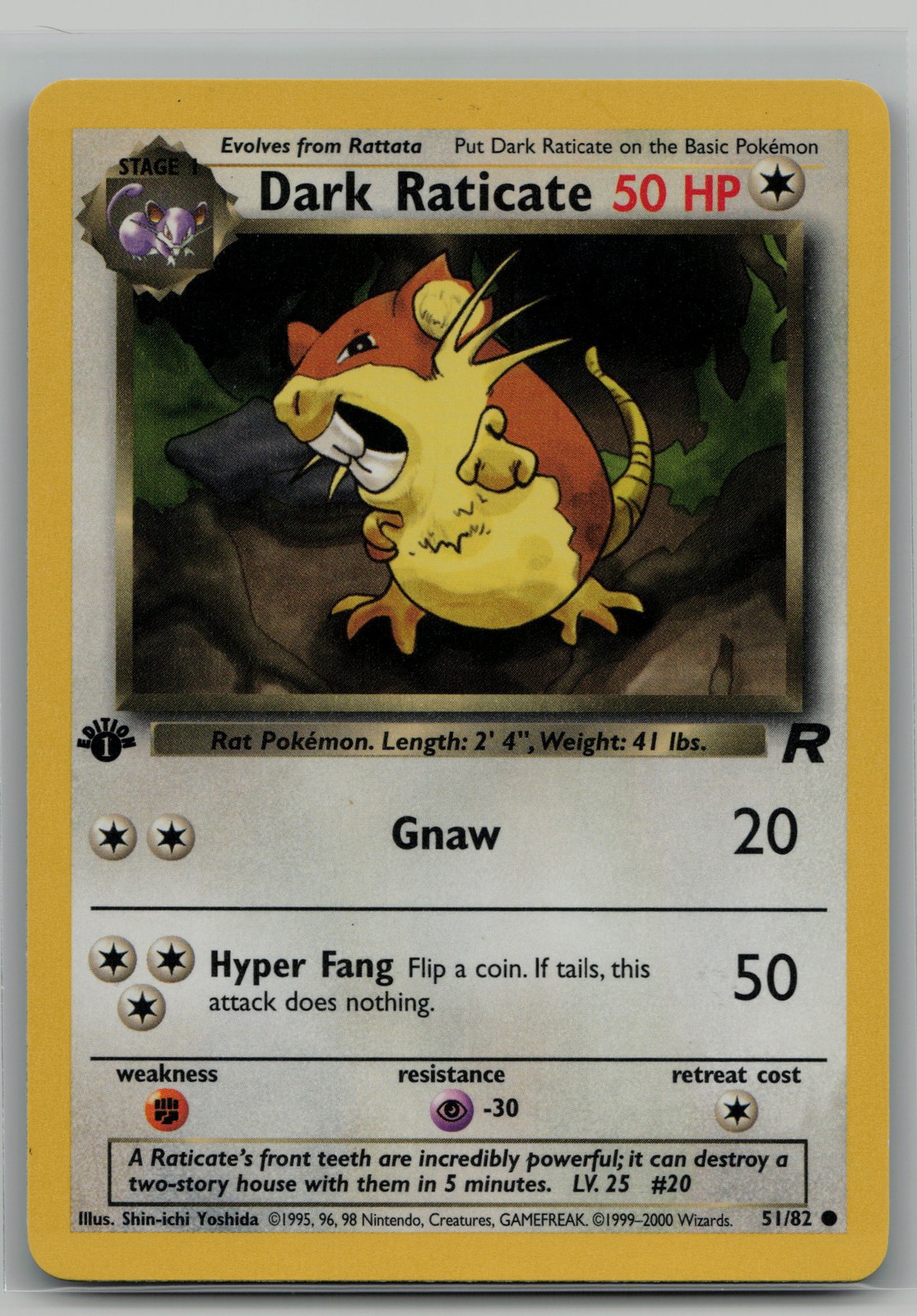 Dark Raticate Common Team Rocket 51/82 NM