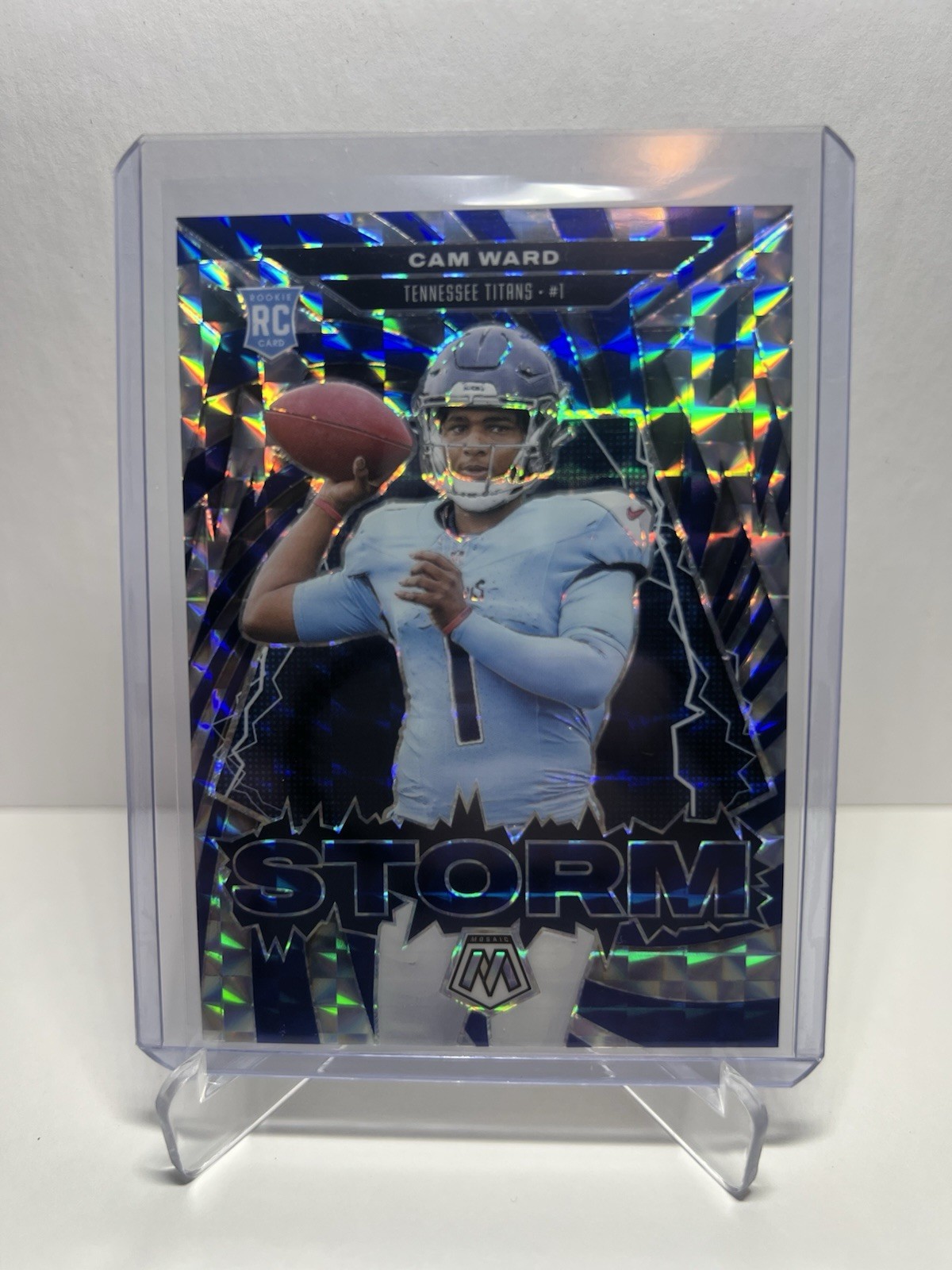 Cam Ward 2025 Panini Mosaic #2 Blue Prizm Storm Rookie RC /99