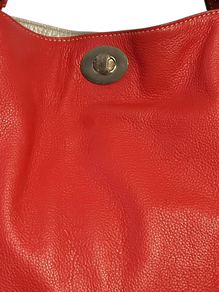 Clarks Rojo Guijarro Cuero Bolso de Mano Cartera Bolso de Hombro Cartera Girar Bloqueo Patas Foto 2 de 4