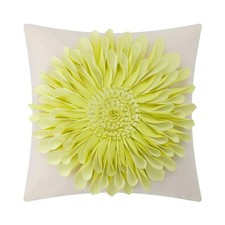 OiseauVoler 3D Sunflower 18x18" Throw Pillow Cover, Handmade Lemon Yellow Decor