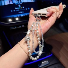 2x Aesthetic Crystal Star Phone Charm Chain Beaded Bag Accessory for Women Girls