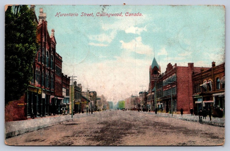 K64/ Canada Postcard c1910 Collingwood Ontario Hurontario Street Stores 134