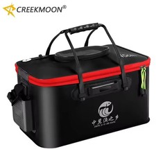 COLLAPSIBLE EVA FOLDING FISH BUCKET WITH NET TOP & SIDE POCKETS - PORTABLE