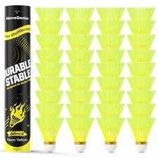 AboveGenius Yellow Nylon Badminton Shuttlecocks, 12/24 Pack Birdies