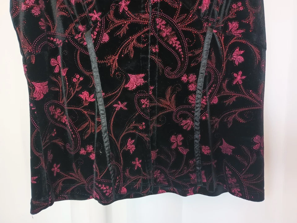 Moda Bug Mujer Capricho Terciopelo Corsé Top XL Volantes Arco Hada Grunge Foto 3 de 4