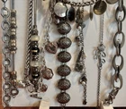 Estate Vintage Costume Jewelry Silver Tone Charm Bead Toggle Bracelets 10