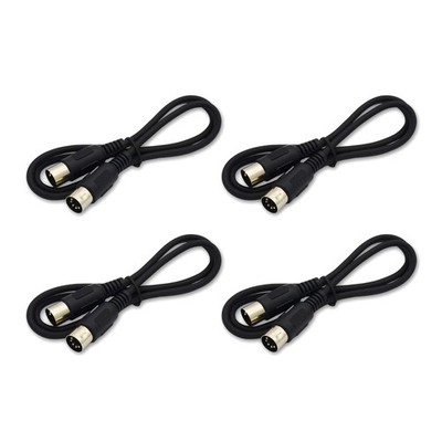 4pcs Oxygen-Free Copper Material MIDI 5-pin Male to Male Connecting Cable Black