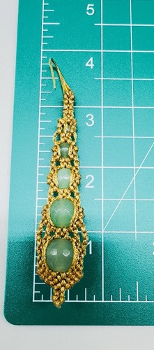 Sterling Silver 925 Vermeil 5 Faceted Graduated Chrysoprase Gemstone Earrings - Picture 3 of 5