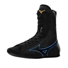 [Made to order] MIZUNO Long Boxing Shoes Black/Black/Sky Blue Line Made in Japan