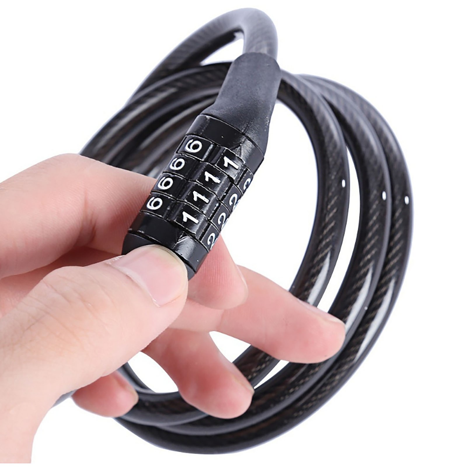 Bike Cable Lock Manganese Steel Chain 4 Digit Password Combination AJ
