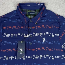William Murray Polo Shirt Mens Small Blue Suds and Stripes Performance Golf NWT