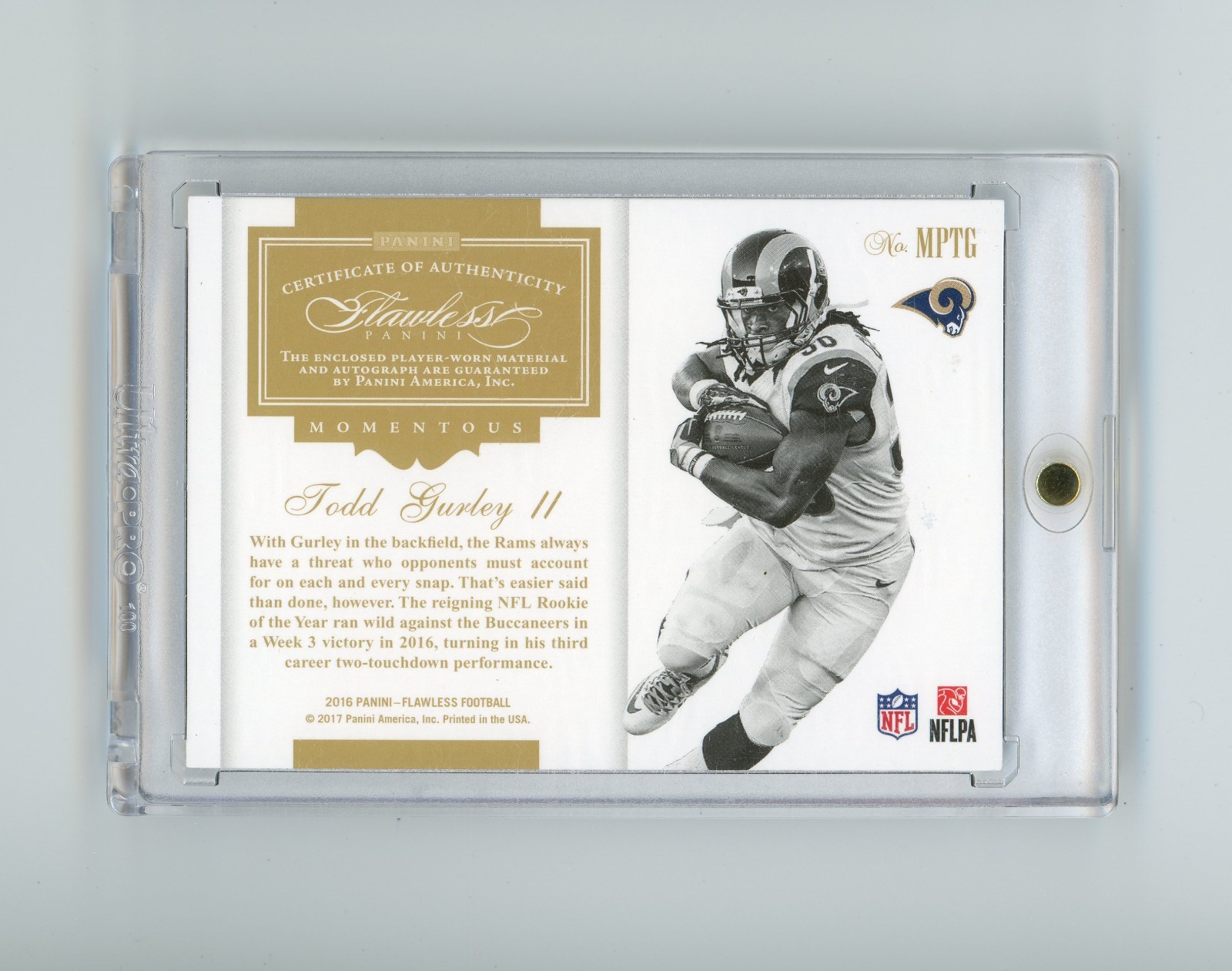 2016 Panini Flawless Todd Gurley II Momentous Ruby Patch Auto /5 LA Rams view 2