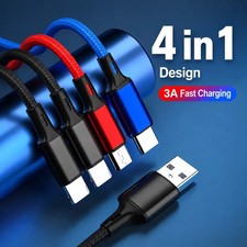 4 in 1 Multi USB Charging Cable Fast Charger Cord For iPhone Type C Micro