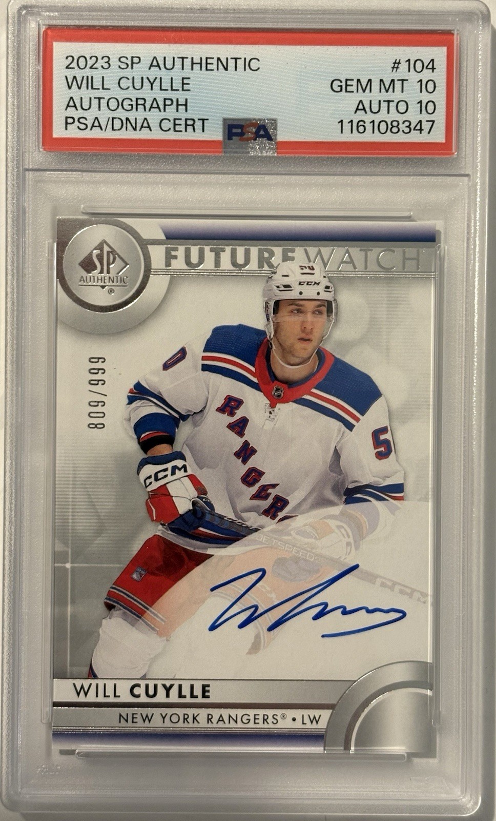 Will Cuylle 2023 SP Authentic Future Watch Auto /999 PSA 10 Auto 10
