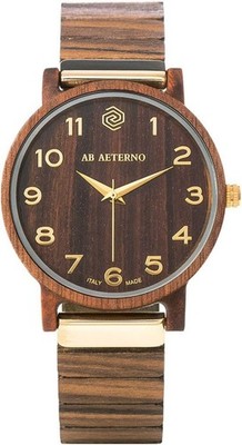 AB AETERNO ''Fenix Brown 35''  Walnut Wood Swiss Ronda Quartz Gold Women Watch