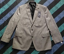 NWT Stafford Wool Suit Jacket Mens Size 46 Regular Gray Plaid Separates Blazer
