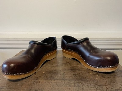TROENTORP Swedish Leather Closed Back Clogs Pablo Brown/Natural Sz