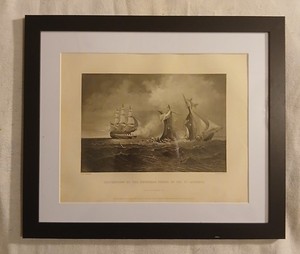 Framed 1862 Civil War Engraved Naval Print By Manzoni & Hinshelwood