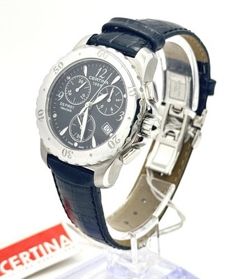Certina DS First Women's Chronograph Steel Sapphire Crystal Black 35mm Watch