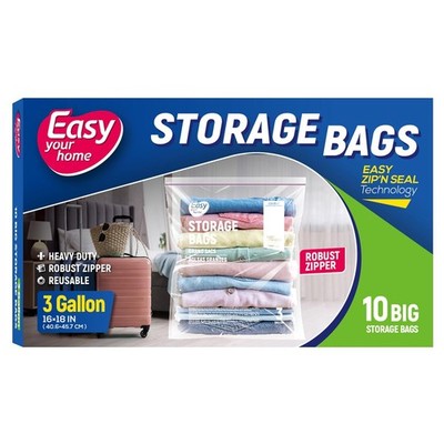 EASYYOURHOME 10PCS 3 Gallon Zipper Lock Storage Bags,16''x18'',Reusable Extra L...