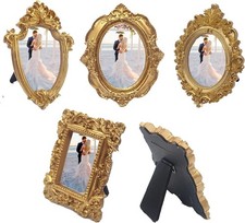 5 Pcs Mini Gold Frames - Small Gold Vintage Flower Oval Rectangle Baroque
