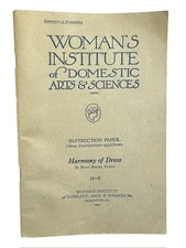 1923 Brooks Picken Woman's Institute Booklet Harmony of Dress