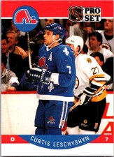 1990 Curtis Leschyshyn Rookie Pro Set Hockey #251 Quebec Nordiques