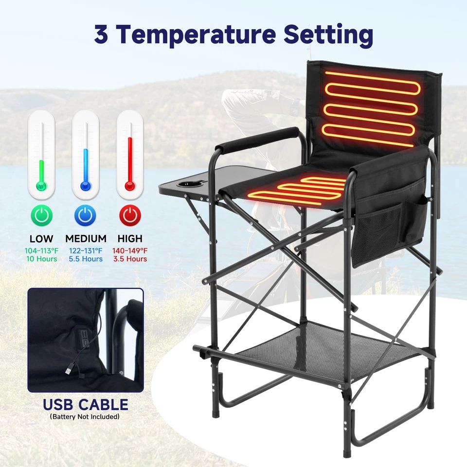 Высокий директорский стул NAIZEA стул для кемпинга с подогревом стул для макияжа с 3 уровнями нагрева - Изображение 3 из 4