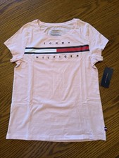TOMMY HILFIGER Girl s Short Sleeve T-Shirt Flag Logo Rose Shadow Pink L 12-14