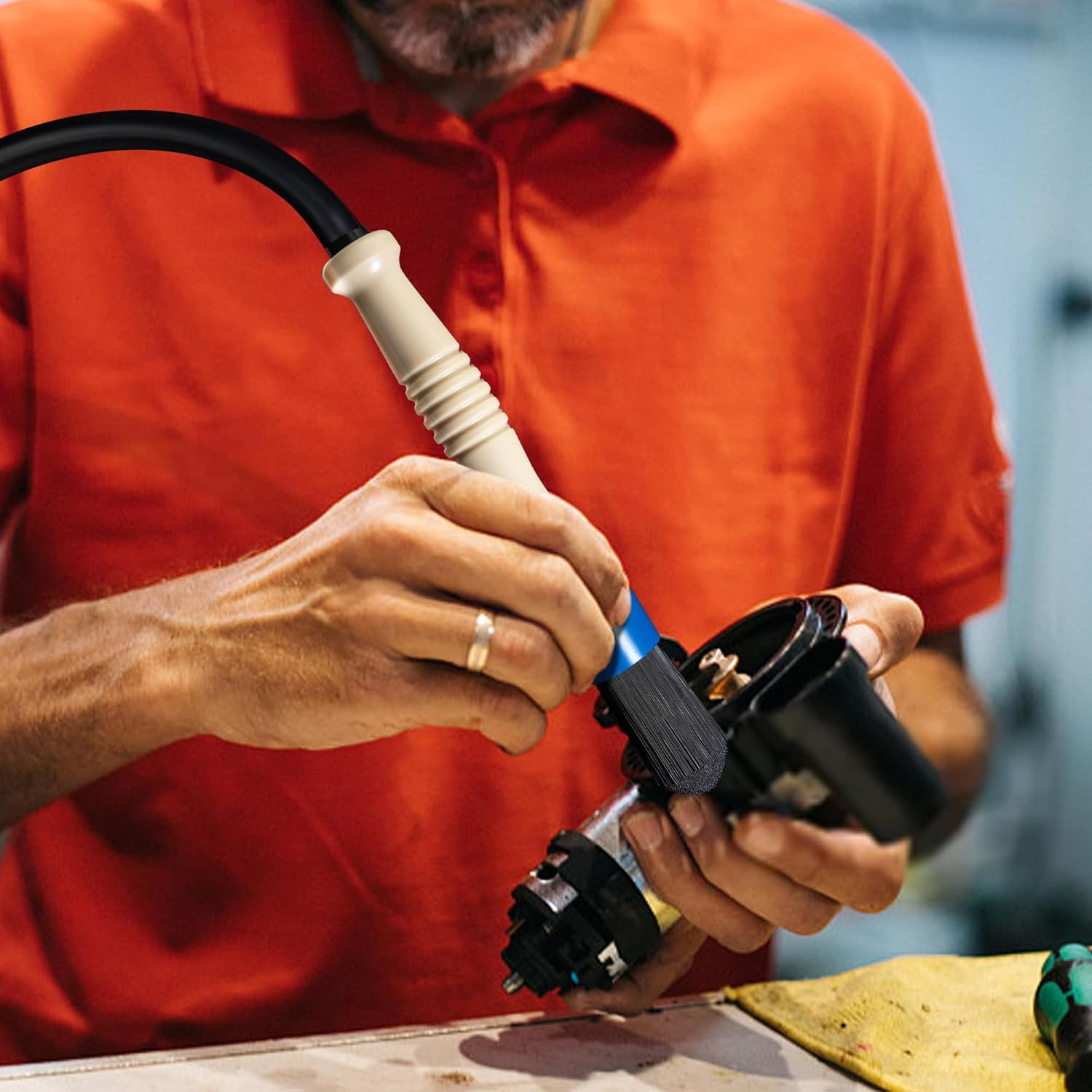 Parts Washer Brush with Hose- Wear Resistant Parts Cleaning Brush with 31 Inch