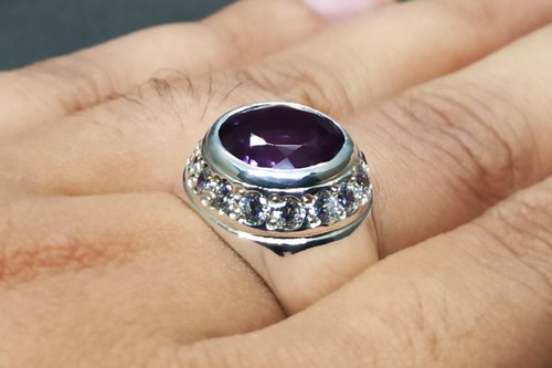Women Handmade Ring 925 Sterling Silver – Lab Created Alexandrite & Green Zircon - Picture 12 of 24