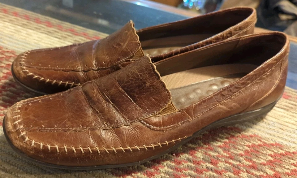 Прогулочные люльки элитные коричневые мокасины без шнуровки сморщенные кожаные туфли 12 N  - Изображение 4 из 4