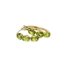 10K Yellow Gold Natural 3.00 CTW Oval Cut Peridot 19.50mm Hoop Earrings