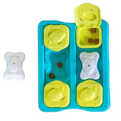Catstages Treat Puzzle Cube Toy for Active Indoor Cats, Blue