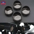 4pcs Smoke Turn Signal Lens Covers w/Black Bezel Visors For Harley Softail Dyna