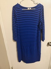 Womens Gap Dress Blue Striped Knee Length Soft Supima Cotton Size Large