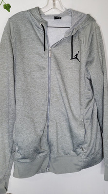 Nike Jordan Men's L Grey Metal Zipper French Terry Full Zip Hoodie Sweatshirt