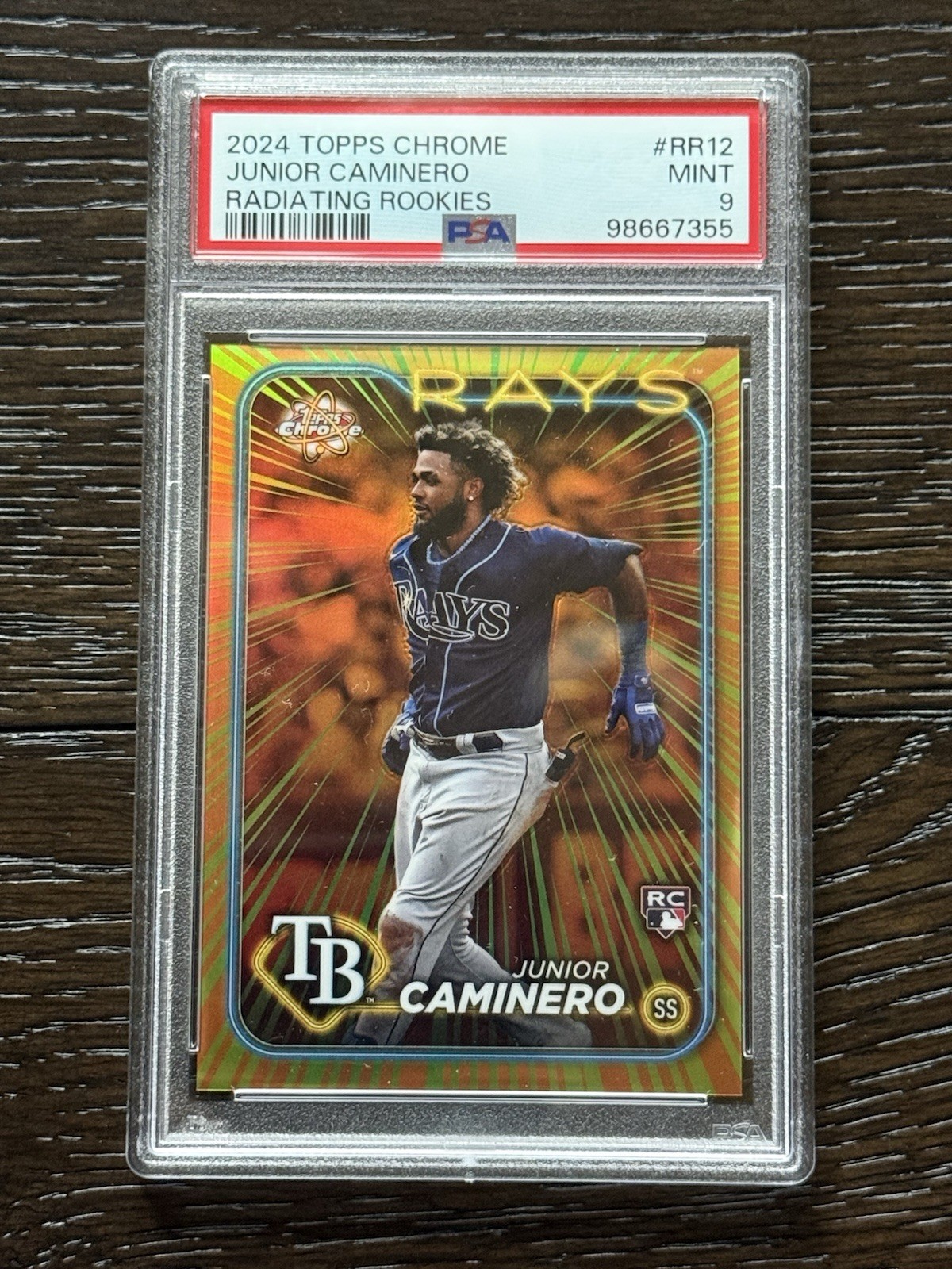 2024 Topps Chrome - Radiating Rookies Junior Caminero #RR-12 (RC) PSA 9