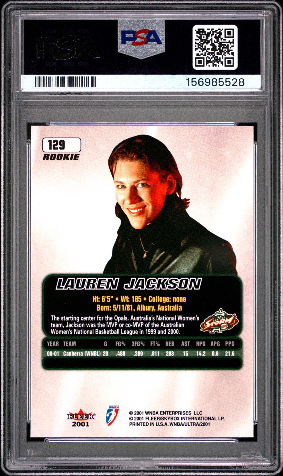 2001 Fleer Ultra WNBA Lauren Jackson #129 | PSA 9 view 2