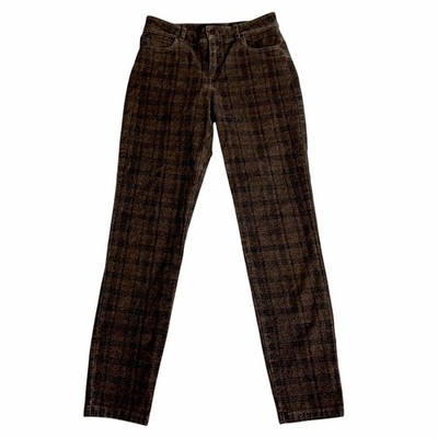 Peruvian Connection Skinny Pants Womens Size 4 Plaid Dark Brown Academia Preppy