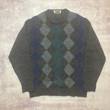 Vtg Alan Paine Shetland All Wool Mens Argyle Sweater England Size 42