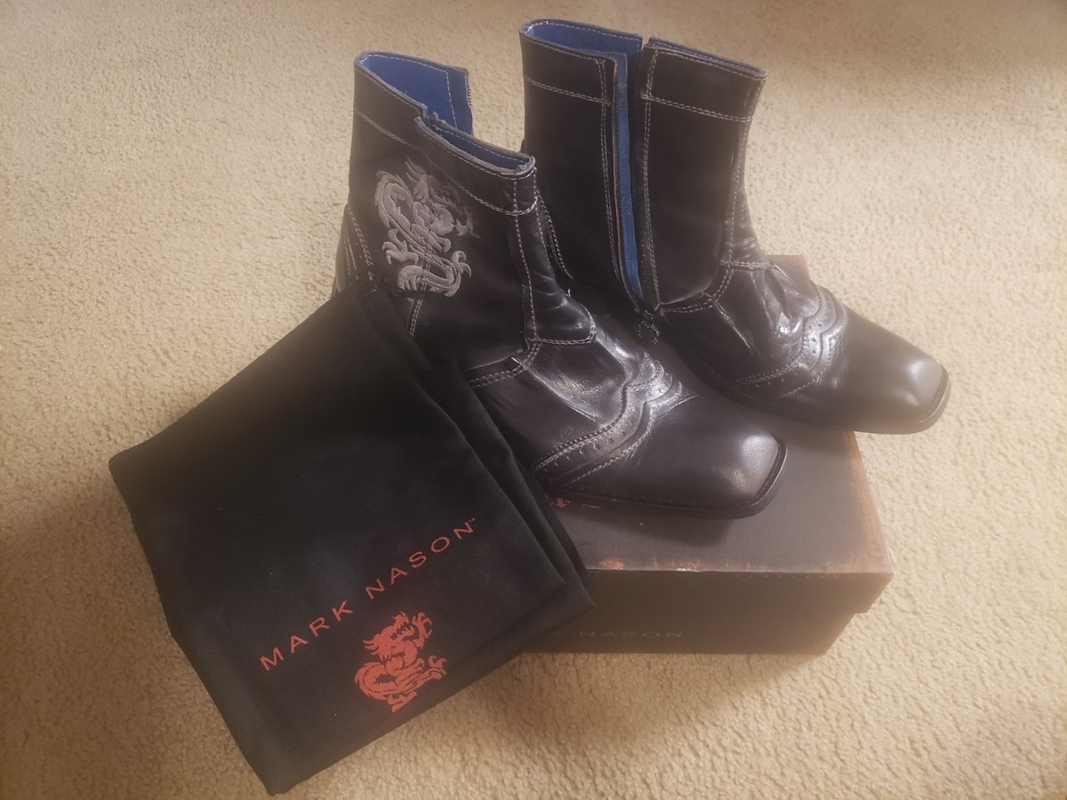 Mark Nason Rock Lives Men’s Leather Dragon Boots Size 8 Made In Italy 67479 Mark Nason Rock Lives Dragon Zip Brown Italian Leather Boots  main image 3