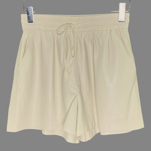Good American Better Than Leather Shorts M Bone Ivory Pull On Faux Vegan