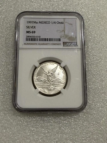 1997 MEXICO SILVER LIBERTAD 1/4 ONZA NGC MS 69 RARE HIGH GRADE GEM