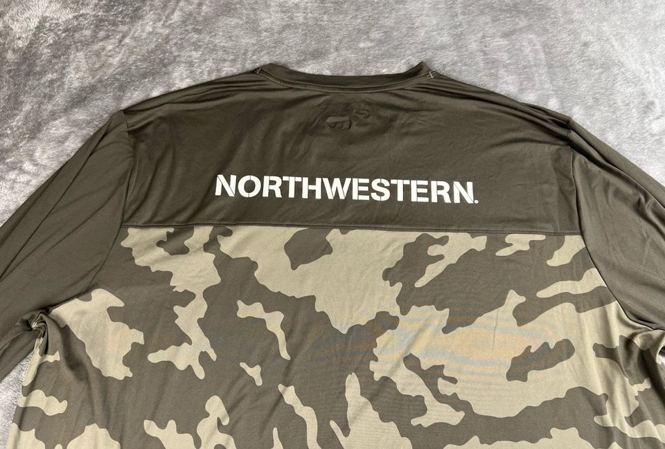 Northwestern Wildcats Camo USA Flag Team Issued L/S Performance Pullover 3XL - Image 3 of 4