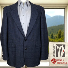 Dellacort Jacket Blzer Mens 44L Gray Check VL Soft Tweed