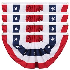 American Pleated Fan Flag, 3 X 6 Ft USA Patriotic Flag Bunting American Flags...