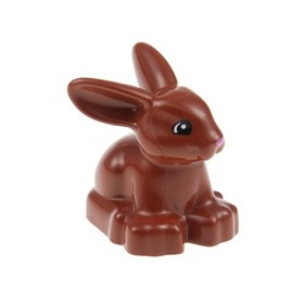 1x Lego Duplo Animal Bunny Reddish Brown Nose Pink Rabbit 10819 dupbunnypb01