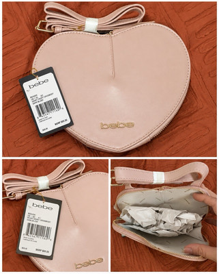 Bebe Heart Crossbody Bag Dark Blush Pink NWT Gold Hardware Adjustable Strap